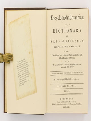 Encyclopaedia Britannica; or, a Dictionary of Arts and Sciences, compiled upon a New Plan...