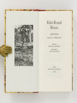 A group of six Folio Society classic English autobiographical titles, respectively 'Rides round Britain'; 'Memoirs of a Georgian Rake'; 'Our Village'; 'The Diary of a Village Shopkeeper'; 'Natural History and Antiquities of Selborne'; and 'The Diary of a Country Parson'