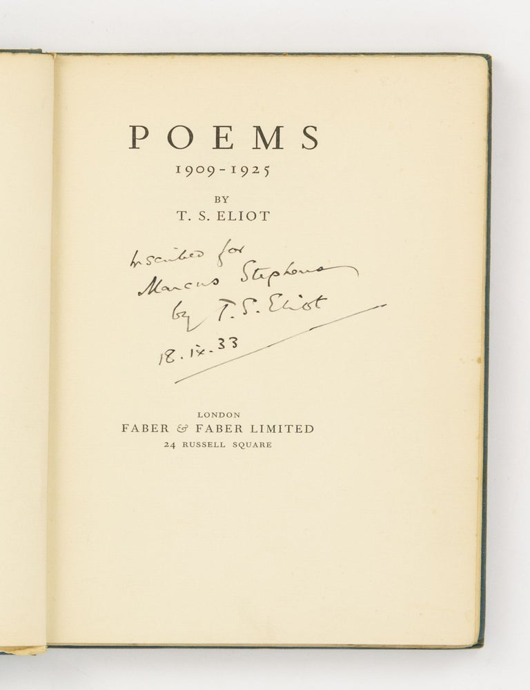 Item #141869 Poems, 1909-1925. T. S ELIOT.