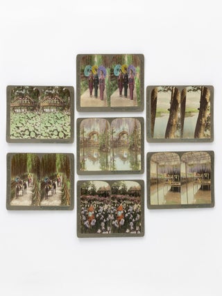 Item #142566 A collection of seven hand-coloured sepia-toned stereographs of Japan published by...