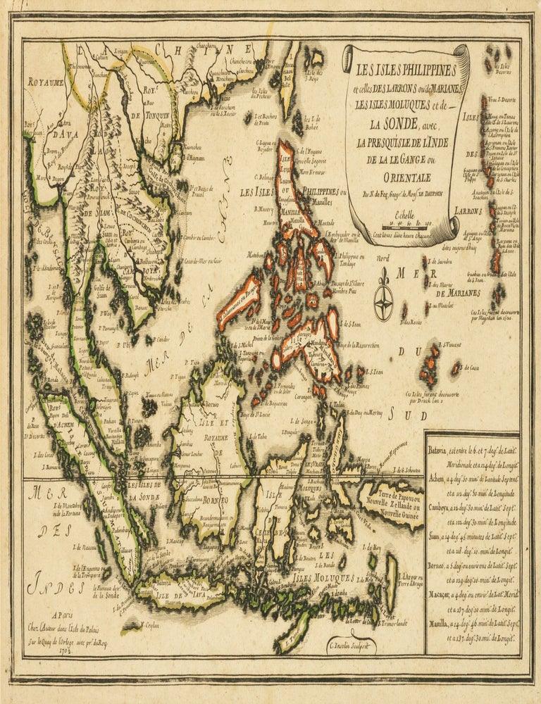 Item #143641 Les Isles Philippines et celles des Larrons ou de Marianes, les Isles Moluques et de la Sonde, avec, La Presqu'Isle de l'Inde de la le Gange ou Orientale. Indonesian Archipelago, Nicolas de FER.