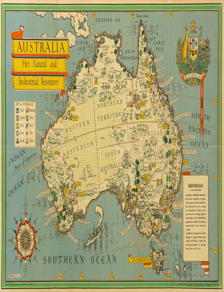 Item #143674 Australia. Her Natural and Industrial Resources. MacDonald GILL.