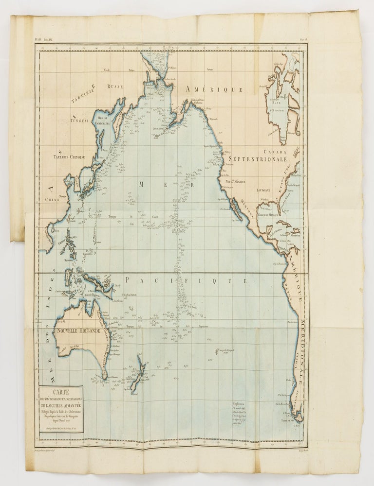 Item #143934 Carte des D&eacute;clinaisons et Inclinaisons de l'Aiguille Aimant&eacute;e, R&eacute;dig&eacute;e d'apr&egrave;s la Table des Observations Magn&eacute;tiques faites par les Voyageurs depuis l'Ann&eacute;e 1775. Pacific Ocean, Australia.