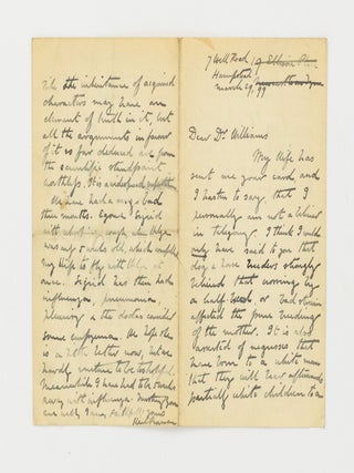 Item #144231 An autograph letter signed by Karl Pearson to an acquaintance, discussing the...