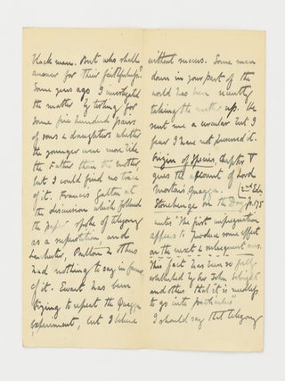 An autograph letter signed by Karl Pearson to an acquaintance, discussing the subject of telegony