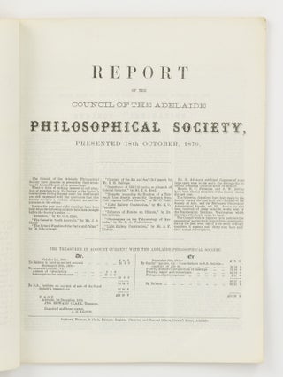 Adelaide Philosophical Society. Annual Report and Transactions for the Year ending 30th September, 1870