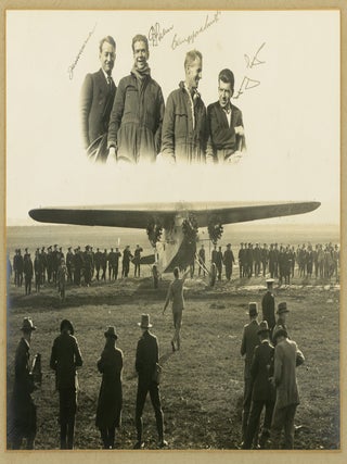 Item #144654 A fully signed vintage photo-montage of the crew of the 'Southern Cross'...