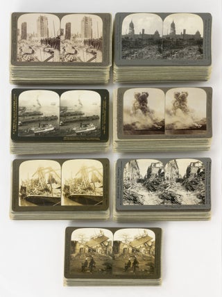 Item #144709 A collection of 96 stereo photographs showing the aftermath of famous disasters: the...