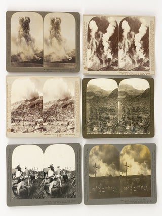 A collection of 96 stereo photographs showing the aftermath of famous disasters: the San Francisco earthquake of 1906; the Messina earthquake of 1908; the Kingston earthquake of 1907; the 1902 eruption of Mount Pel&eacute;e; and the fire and wreck of the PS 'General Slocum' in 1904