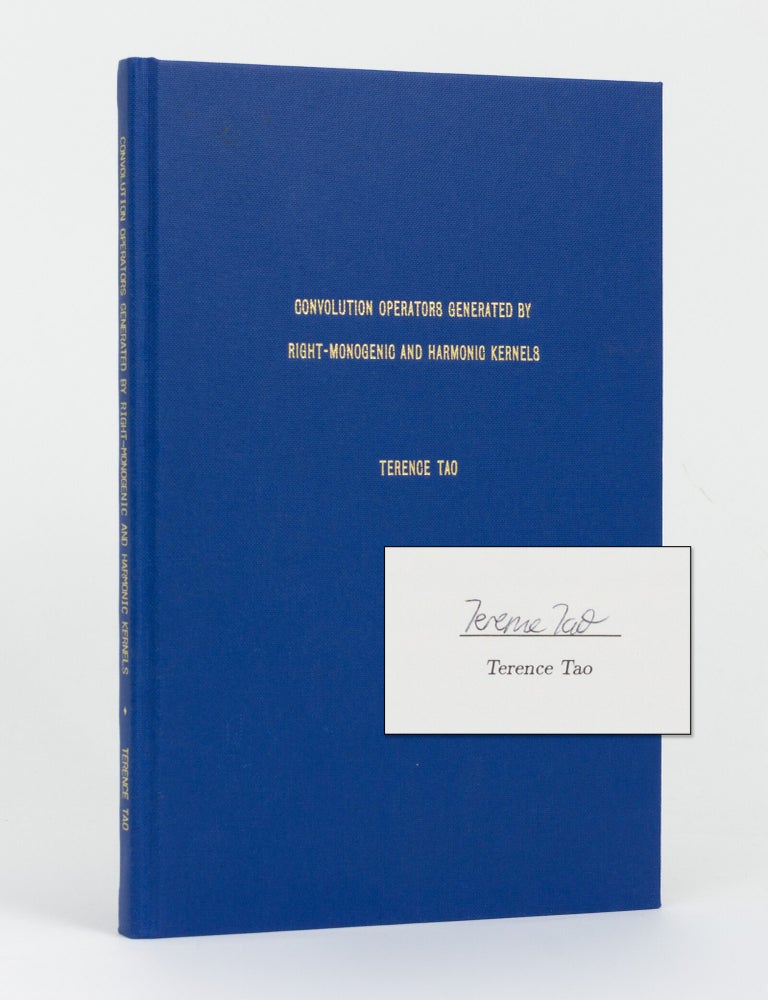 Item #145261 Convolution Operators generated by Right-Monogenic and Harmonic Kernels. A Thesis presented for the Degree of Master of Science. Discipline of Mathematics, School of Information Science and Technology, The Flinders University of South Australia. Terence TAO.