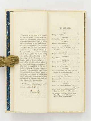 A Biographical Sketch of Colonel William Light, the Founder of Adelaide and the First Surveyor-General of the Province of South Australia. Compiled from various sources by Thomas Gill .... Enlarged edition, with portraits, maps, illustrations, and facsimiles. Also, a supplement containing a facsimile reprint of Col. Light's Brief Journal, and his reasons for fixing the City of Adelaide where it is