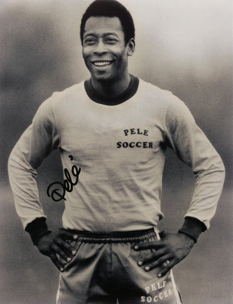 Item #145830 A large-format signed photographic portrait of Pel&eacute; (1940-2022, Brazilian footballer and Minister of Sports). PELE, Edson Arantes do Nascimento.