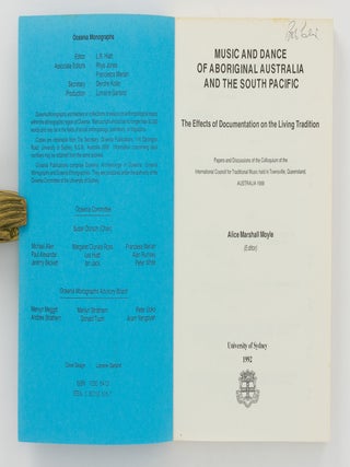 Music and Dance of Aboriginal Australia and the South Pacific. The Effects of Documentation on the Living Tradition