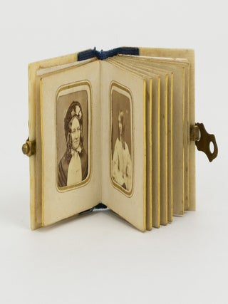 A miniature photograph album containing 10 gem-format portrait photographs, circa 1860s