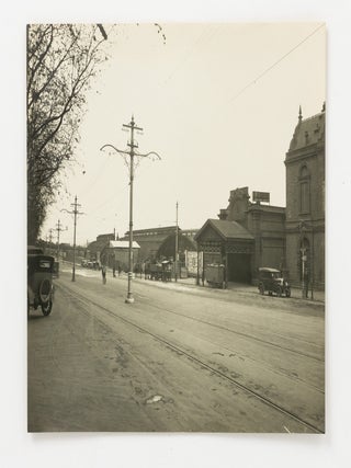 A collection of nine vintage photographs showing the construction of the Adelaide Railway Station between 1926 and 1928