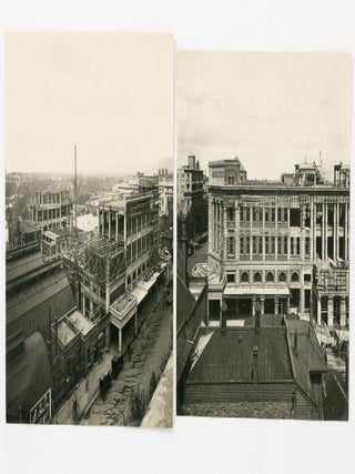 A collection of nine vintage photographs showing the construction of the Adelaide Railway Station between 1926 and 1928