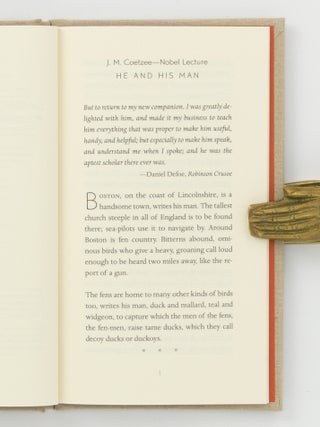 Lecture and Speech of Acceptance upon the Award of the Nobel Prize in Literature, delivered in Stockholm in December 2003 [The Nobel Lecture in Literature, 2003 (cover title)]