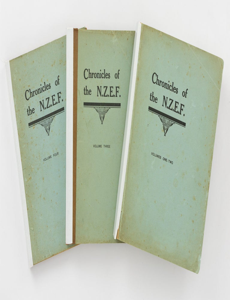 Item #146484 Chronicles of the N.Z.E.F. Records of Matters concerning the Troops and Gazette of Patriotic Effort. [A complete run from Volume I, Number 1, 30 August 1916 to Volume V, Number 61, 24 January 1919]. New Zealand Expeditionary Forces, Trooper Clutha MACKENZIE.
