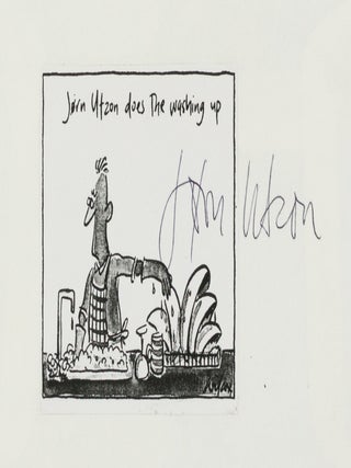 Item #146552 A cartoon signed by J&oslash;rn Utzon (1918-2008, architect of the Sydney Opera House),...