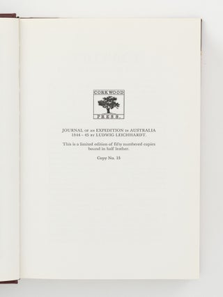 Journal of an Overland Expedition in Australia, from Moreton Bay to Port Essington ... during the years 1844-1845