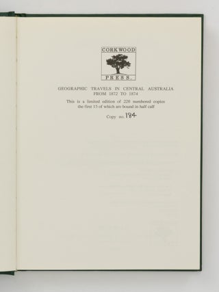 Geographic Travels in Central Australia, from 1872 to 1874