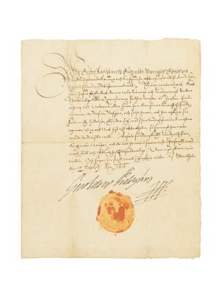 Item #146656 A manuscript document, in a secretarial hand, signed by Gustavus Adolphus...