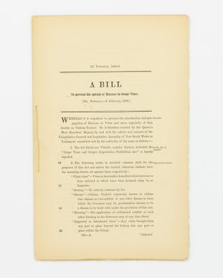 Item #146749 A Bill to prevent the spread of Diseases in Grape Vines. Grape Vines, John NOWLAN