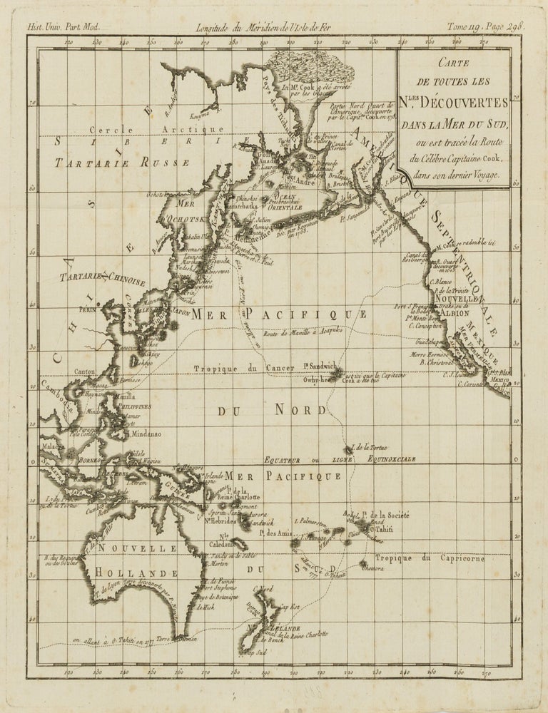 Item #146757 Carte de Toutes les Nles. D&eacute;couvertes dans la Mer du Sud, o&ugrave; est trac&eacute;e la Route du C&eacute;l&egrave;bre Capitaine Cook, dans son dernier Voyage. Louis BRION DE LA TOUR.