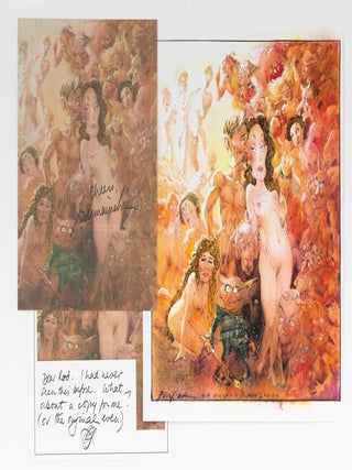 Item #146887 A large cartoon by Bill Leak showing Germaine Greer as a Norman Lindsay-style nude...