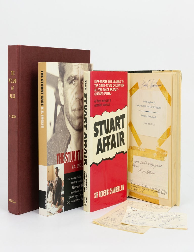 Item #146891 A group of documents and books relating to the case of Rupert Maxwell (Max) Stuart, including a very rare autograph note signed by Stuart himself. Stuart Case, Rupert Maxwell STUART.