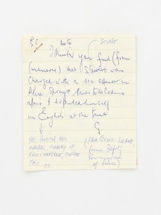 A group of documents and books relating to the case of Rupert Maxwell (Max) Stuart, including a very rare autograph note signed by Stuart himself
