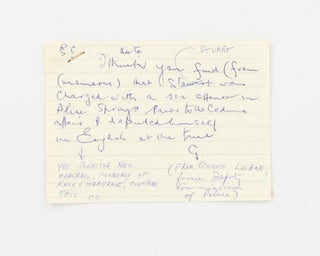 A group of documents and books relating to the case of Rupert Maxwell (Max) Stuart, including a very rare autograph note signed by Stuart himself