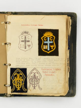 An extensive archive relating to embroidered crests produced by Mastakraft Hat and Cap Co., Adelaide for schools, sporting clubs, community organisations, companies and the military in South Australia, circa 1930s and 1940s