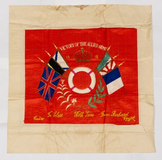 Three large embroidered silk panels personalised for 389 Private Richard Schenk of the 1st Royal Australian Naval Bridging Train during the First World War