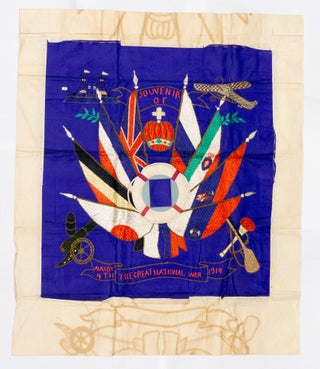 Three large embroidered silk panels personalised for 389 Private Richard Schenk of the 1st Royal Australian Naval Bridging Train during the First World War