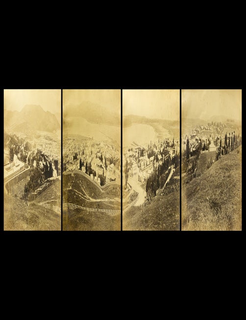 Item #146932 A large four-panel photographic panorama of Dunedin, Otago, New Zealand. Dunedin, Joseph Weaver ALLEN.