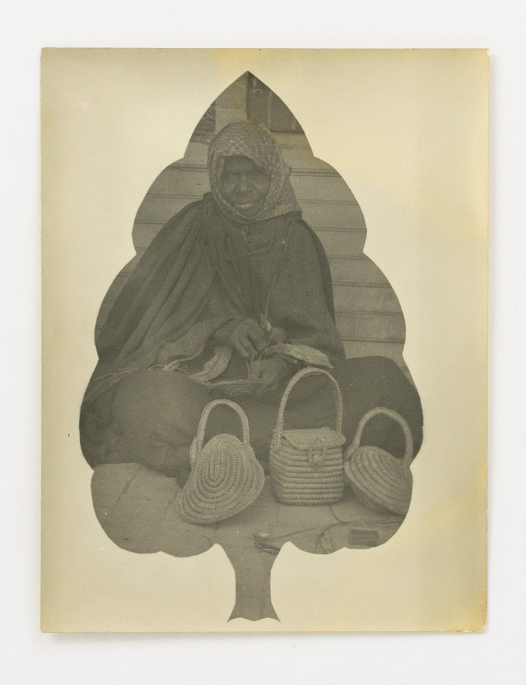 Item #146970 A vintage portrait photograph of Jenny Holmes, a Ngarrindjeri woman, weaving baskets at Middleton, South Australia, circa 1911. Indigenous Australian Portrait, Vernon Ragless PADMAN.