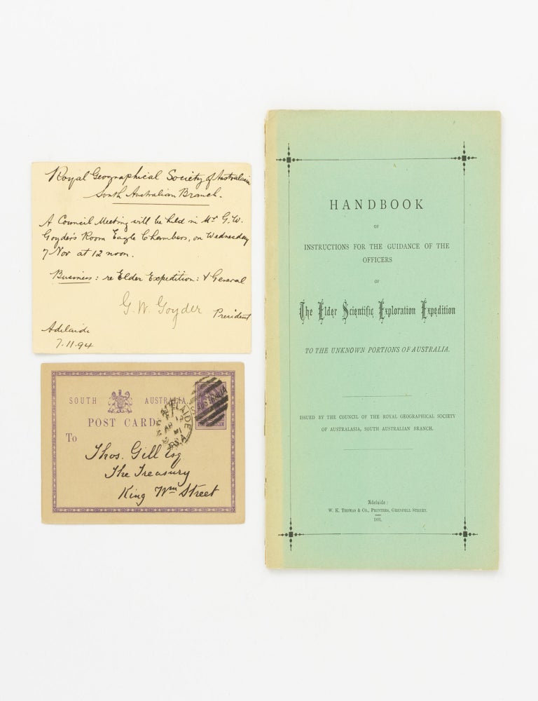 Item #147066 Handbook of Instructions for the Guidance of the Officers of the Elder Scientific Exploration Expedition to the Unknown Portions of Australia. Elder Scientific Exploration Expedition.
