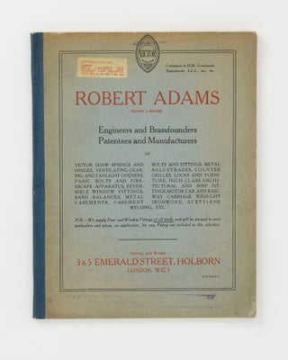 Item #147100 Robert Adams (Sidney J. Adams). Engineers and Brassfounders, Patentees and...