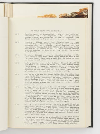 A bound volume of personal journals and photographs relating to a trip along the famous Canning Stock Route from Wiluna to Hall's Creek in June and July 1981