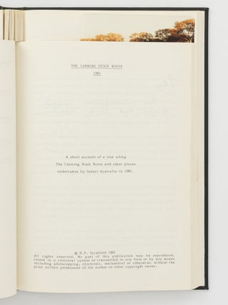 A bound volume of personal journals and photographs relating to a trip along the famous Canning Stock Route from Wiluna to Hall's Creek in June and July 1981
