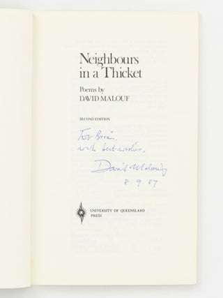Neighbours in a Thicket. Poems by David Malouf