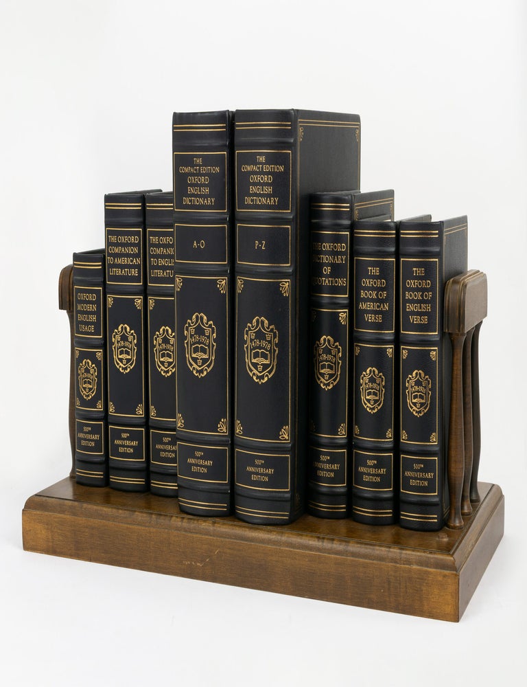 Item #147356 The 500th Anniversary Edition of the Oxford Reference Classics of the English Language [the complete set of eight volumes with the custom-made bookstand, as issued]. Oxford Reference Classics.