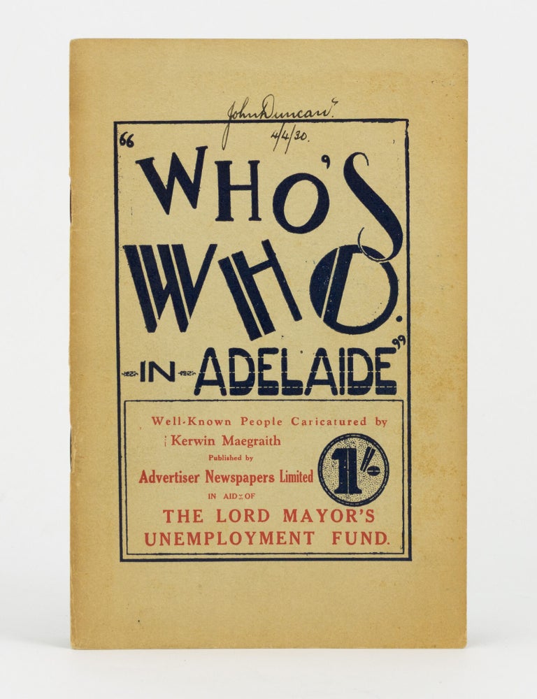 Item #147391 'Who's Who in Adelaide'. Well-Known People caricatured by. Kerwin MAEGRAITH.