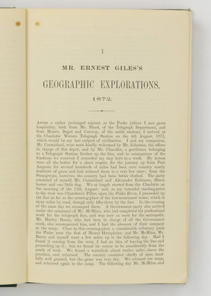 Geographic Travels in Central Australia from 1872 to 1874