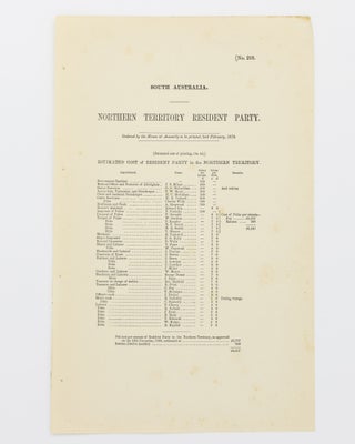Item #20491 Northern Territory Resident Party. Estimated Cost of Resident Party in the Northern...
