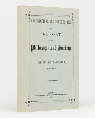 Item #20760 On the Aborigines of South Australia. [Contained in] Transactions ... of the...