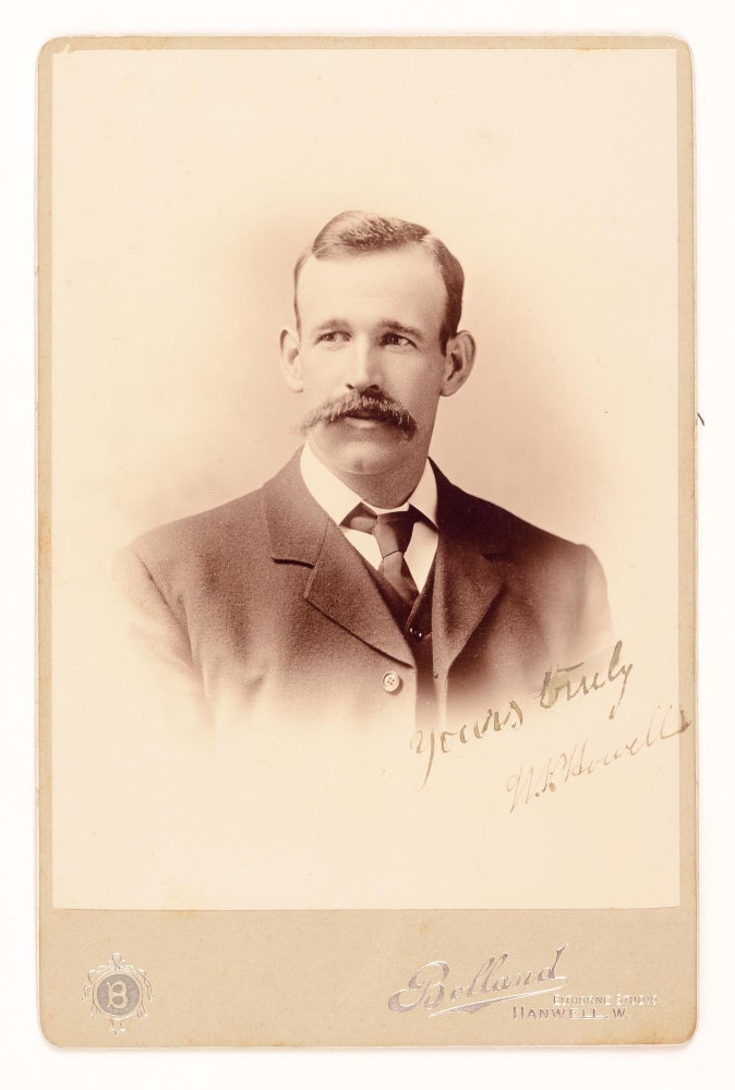 Item #24507 An albumen paper cabinet photograph (image size 140 × 100 mm) laid down on the silver-embossed card of Bolland of Hanwell. Cricket, William Peter HOWELL, NSW and Australia.