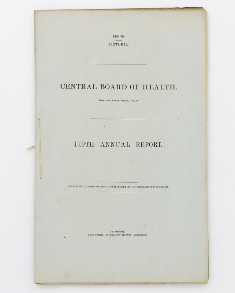 Item #27323 Victoria. Central Board of Health ... Fifth Annual Report. Medicine.