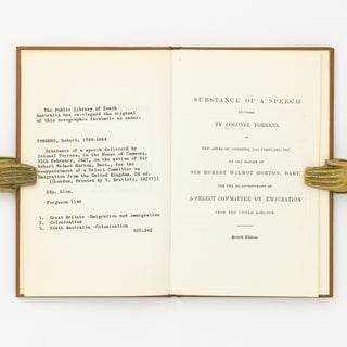 Item #32230 Substance of a Speech delivered by Colonel Torrens, in the House of Commons, 15th...